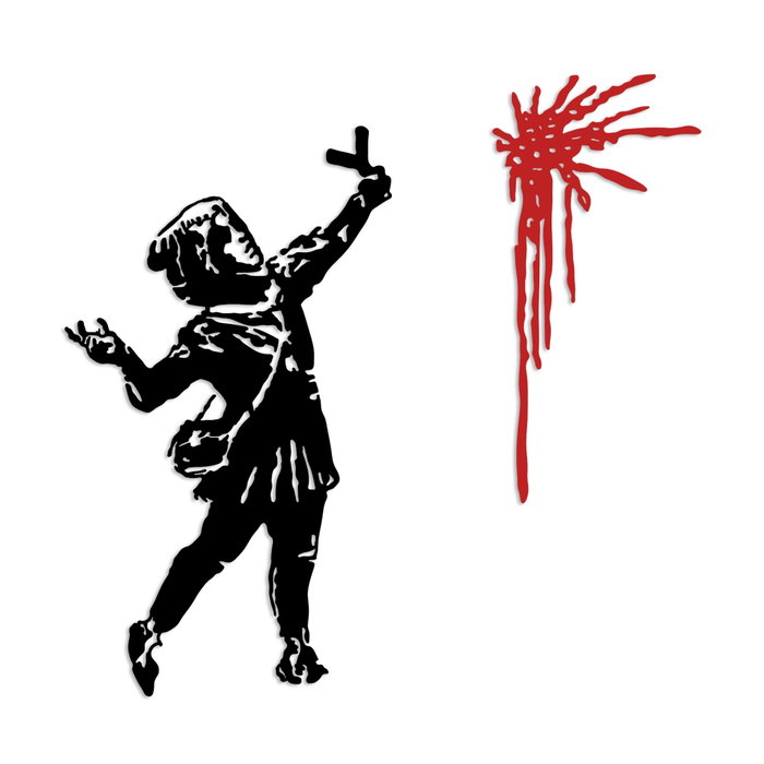 Wallity Banksy Metal 09 Escultura de pared negra